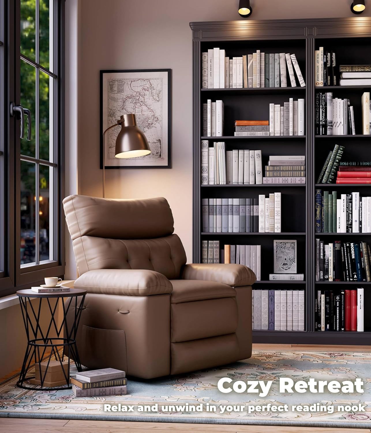 Oversized Extra Wide Recliner Chair - Faux PU Leather Large Manual Recliner for Adults, Exceptional Comfort Lazy Chair with 1.5X Sponge Filling and Easy Recline Mechanism for Relaxation