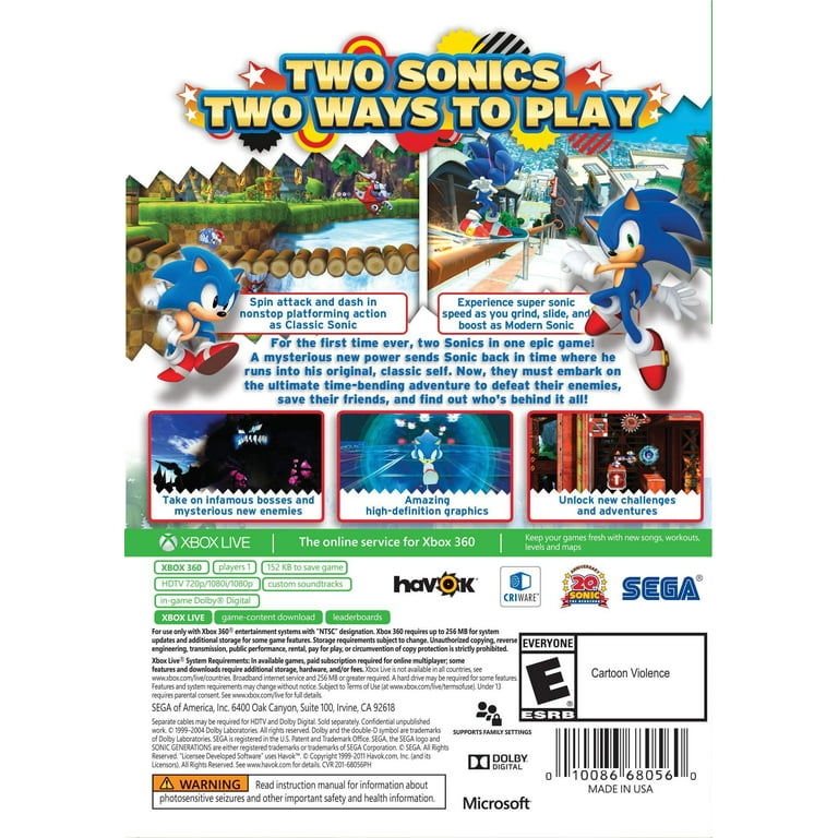 Sonic Generations (Platinum Hits) - Xbox 360 Standard 