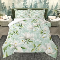 Homewish Country Floral Bedding Comforter Set,Rustic Botanical Twin Comforter Sets,White Green Bedding Set For Girl Teens,Luxury Bedroom Decor,2pcs
