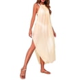 thumbnail image 4 of Lucakuins Mujeres Bikini Cover-ups Verano Color sólido Suelto Sin espalda Slit Halterneck Traje de baño para la playa Traje de baño Lucakuins  moda, 4 of 6