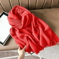 thumbnail image 2 of UTSJKR Winter Scarf for Women Men Cold Weather Soft Warm Shawls Scarves Solid Color Casual Trendy Scarves with Tassels Red, 2 of 3