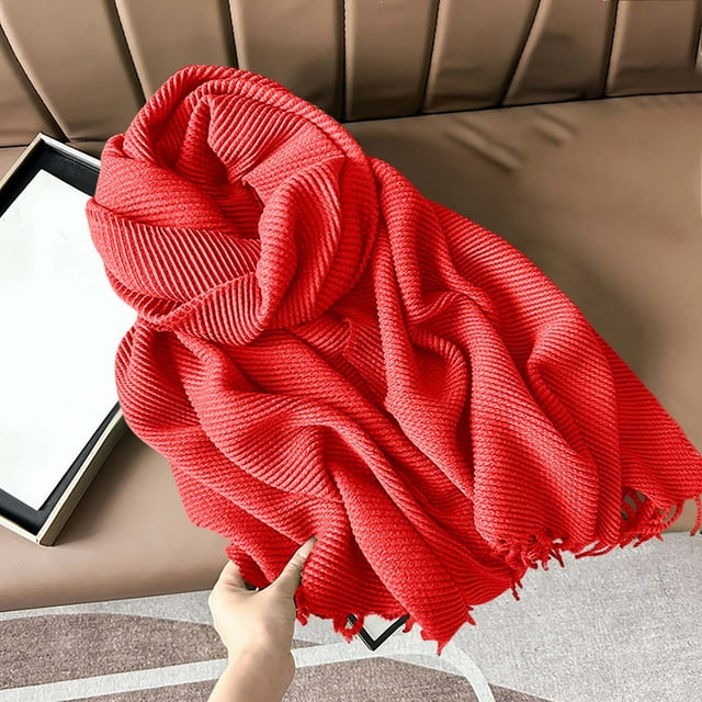 RXIRUCGD Women's Fashionable Solid Color Fold Soft Skin Friendly Scarf( Red )