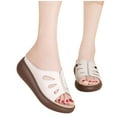 thumbnail image 4 of Hopeusnice Sandals for Women Trendy Non-Slip Breathable Women's Sandals Flat Heel Open Toe Sandals Soft PU Materials Summer Shoes Flexible Walking Shoes White 41, 4 of 6