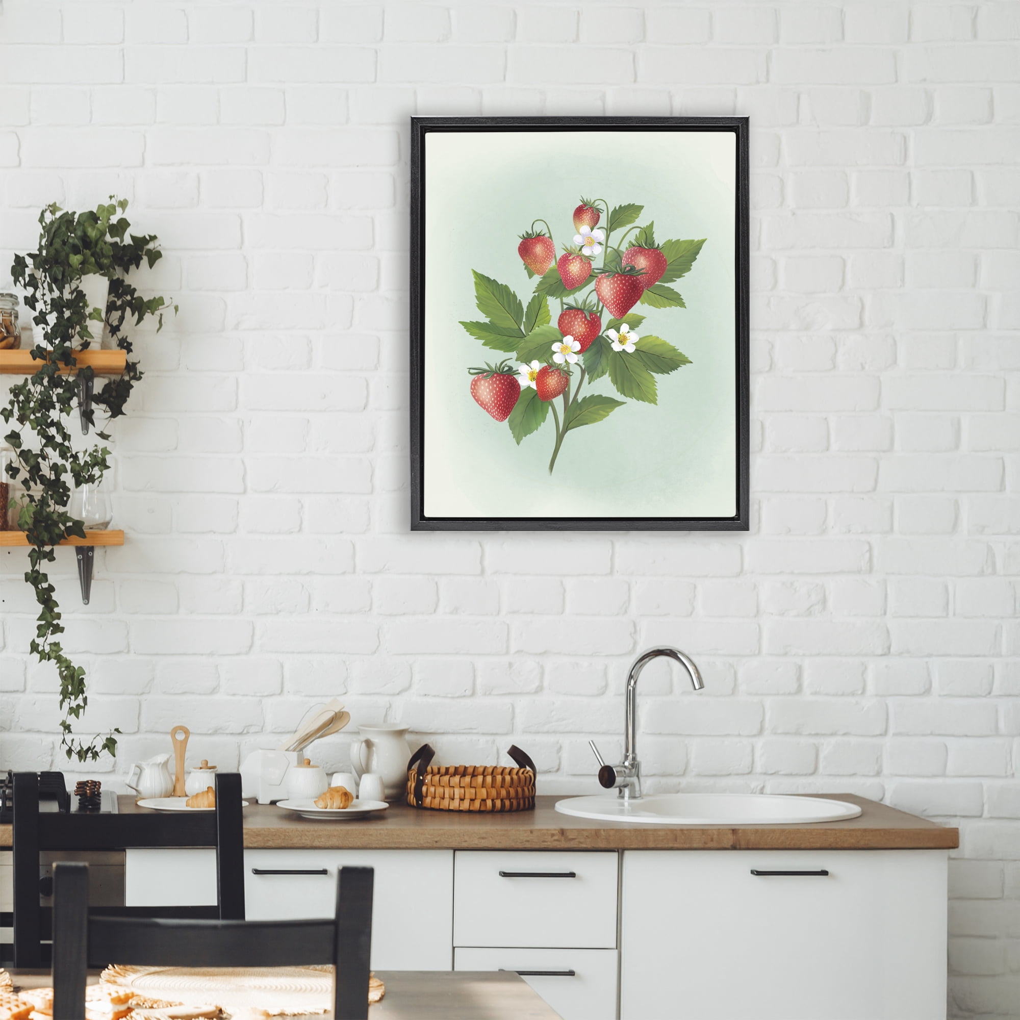 Stupell Industries Vintage Strawberry Bundle Black Framed Floater Canvas Wall Art, design by Diane Neukirch