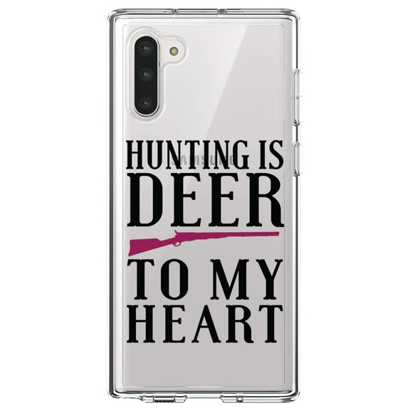 DistinctInk Clear Shockproof Hybrid Case for Samsung Galaxy Note 10 (6.3" Screen) - TPU Bumper Acrylic Back Tempered Glass Screen Protector - Hunting is DEER to My Heart