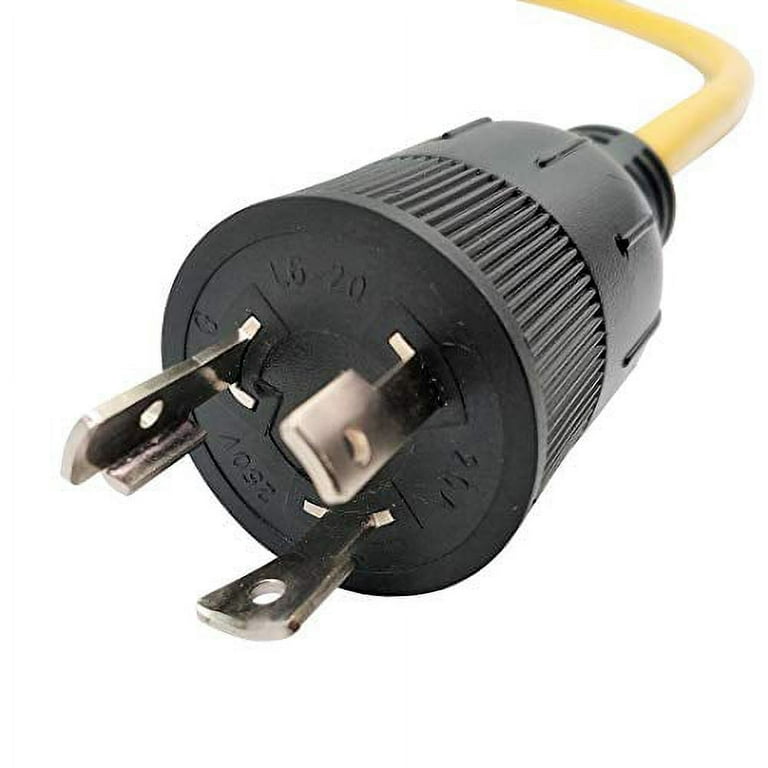 Parkworld 60592 Adapter Cord - 3FT L6-20P Twist Lock Plug To NEMA 6-20R Receptacle, 20A 250V, UL Listed