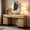 Oak, variant on WAMPAT 59" Modern Vanity Desk, Wood Makeup Dressing Table with Charging Station, Drawers and Storage Cabinet for Bedroom Cosmetic Organization,Oak