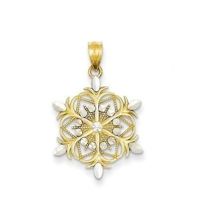Player Charm 14kt Gold Jewelry - 14k Yellow Gold Snowflake Pendant Charm Necklace Holiday