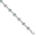 thumbnail image 6 of 925 Sterling Silver Rhodium-plated Blue Topaz and Diamond Bracelet, 6 of 6