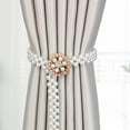 thumbnail image 4 of Farfi Curtain Tieback Elastic Rope Adjustable Faux Pearl Home Decoration Delicate Alloy Flower/Bow/Butterfly for Home (Golden Type C), 4 of 13