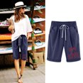 thumbnail image 2 of Pantalones Cortos de Verano para las Mujeres de Cintura Alta Estampado Elástico Cordón de Cintura, Casual Bolsillos Pantalones de Pijama, 2 of 5