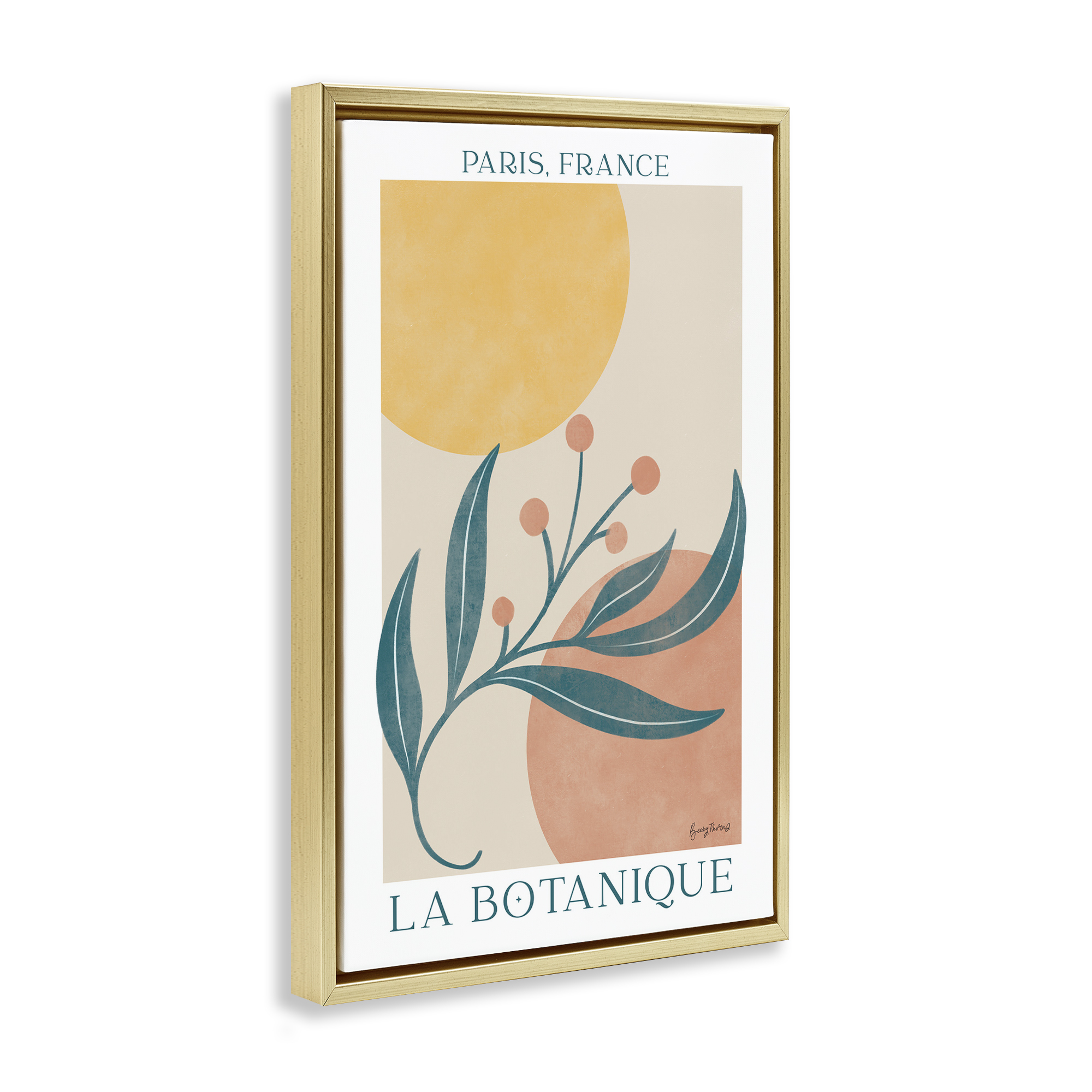 Stupell Industries French Botanical Poster Botanical & Floral Painting Gold Floater Framed Art Print Wall Art, 17 x 25