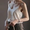 thumbnail image 4 of Women's V Neck Satin Camisole Top Loose Sleeveless Spaghetti Strap Tank Blouse, 4 of 5