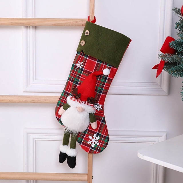 Knitted Christmas Stocking Red Santa Snowman Three-dimensional Gift Bag Christmas Tree Pendant Christmas Stocking