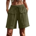 thumbnail image 5 of 2026 Womens Summer Shorts with Pockets 100% Cotton Casual Fashionable Cargo Five Quarter Shorts, 5 of 7