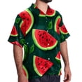 thumbnail image 2 of Watermelon Men's Short Sleeve Casual Printed Button Down Beach Shirt - Summer Unisex Top, 2 of 6