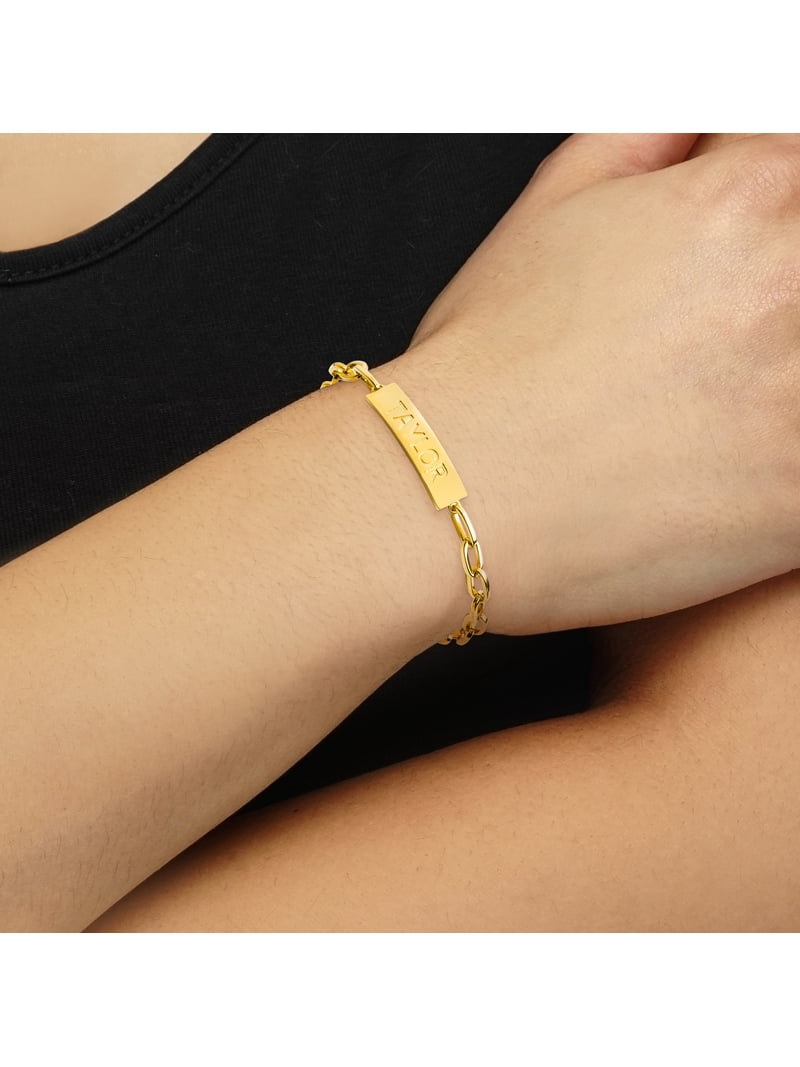 Personalized Planet Engraved Plaque Paperclip Chain ID Bracelet