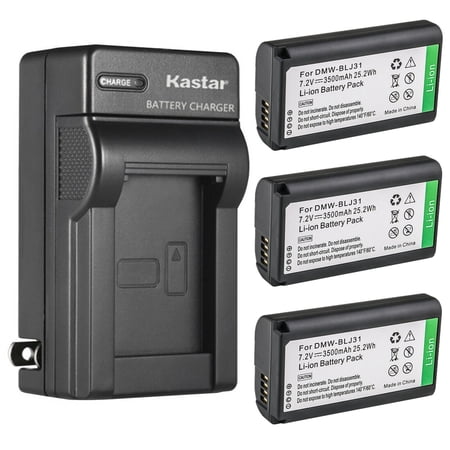 Kastar 3-Pack Battery and AC Wall Charger Replacement for Panasonic DMW-BLJ31 DMW-BLJ31e Battery Panasonic LUMIX S1 LUMIX S1R LUMIX S1H DMW-BGS1R Cameras