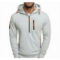 thumbnail image 3 of Momasggi Half Zip Hoodies with Zip Pockets for Men Tactical Hooded Sweatshirt Loose Casual Long Sleeve Hoodie Outdoor Workout Gym Pullover Tops Gray XL, 3 of 4