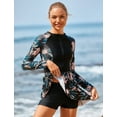 thumbnail image 5 of IDOPIP 2 Piece Long Sleeve Rash Guard Set Long Sleeve Swimsuit Zip Front Swim Shirt Dress with Shorts, 5 of 7