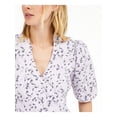 thumbnail image 3 of INC Womens Purple Tie Floral Short Sleeve V Neck Wrap Top XS, 3 of 4