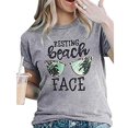 thumbnail image 3 of Camiseta con cara de playa en reposo para mujer, divertidas gafas de sol de leopardo, camisetas gráficas, camiseta de manga corta para vacaciones, amarillo, talla M Sincero Electrónica, 3 of 5