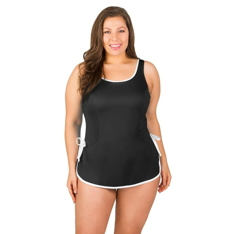 Chlorine Resistant Polyester One Piece Plus Size Swimdress