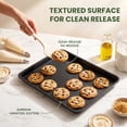 thumbnail image 4 of Kikcoin 3-Piece Nonstick Baking Sheets, Carbon Steel Cookie Sheet Set with Diamond Texture, Heavy Duty Baking Pans for Oven, Black, 4 of 8