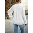 thumbnail image 5 of Ruffle Tie Neck Swiss Dot Long Sleeve Light Blouse for Women White Medium, 5 of 5