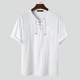 thumbnail image 3 of INCERUN Men's Short Sleeve Tee Tops Lace Up Drawstring Casual Henley T-Shirt, 3 of 8