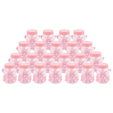 24 x Baby bottle mini baby bottle 4x9cm rhinestone pink bear gift favor baby girl baby baptism