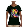 thumbnail image 3 of Smiling Dog | Colorful Neon Golden Retreiver | Dean Russo Art Animal Lover Womens T-Shirt, Forest Green, 3X-Large, 3 of 6
