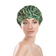thumbnail image 3 of Kll Succulents Pattern Shower Cap & Bath Cap For Women,Reversible Oversized Waterproof Shower Caps For All Hair Lengths,Elastic Reusable Bathing Hair Cap, 3 of 9