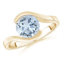 ANGARA Natural Semi Bezel-Set Solitaire Round 1.6 ct Aquamarine Bypass Ring in 14K Yellow Gold for Women (Size-8mm) | March Birthstone, Anniversary, Jewelry Gift for Women | Natural Aquamarine Ring