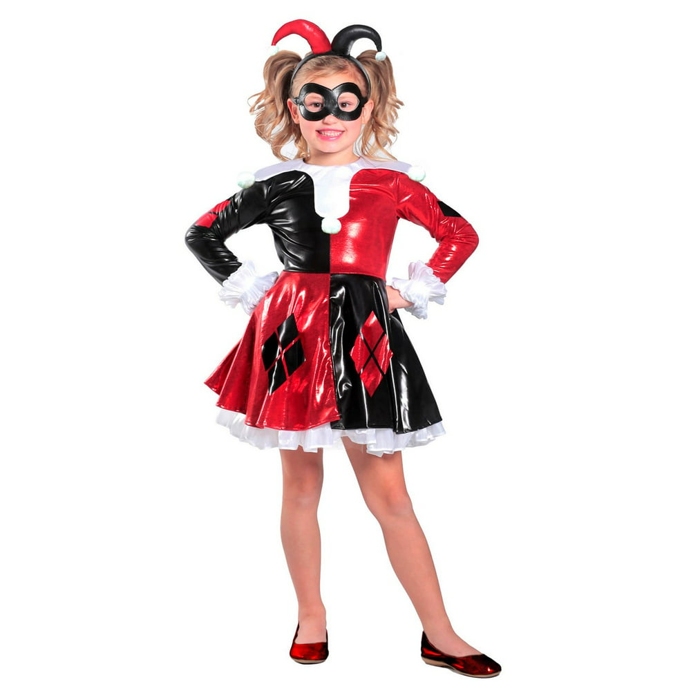 Halloween Girl's DC Comic Harley Quinn Premium Dress - Walmart.com ...