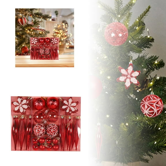 40Pcs Christmas Tree Ornaments - Shatterproof Clear Ball Decor with Shining String for Xmas, Holiday, Wedding, Valentine & Spring, 40ct Assorted Hanging Decorations