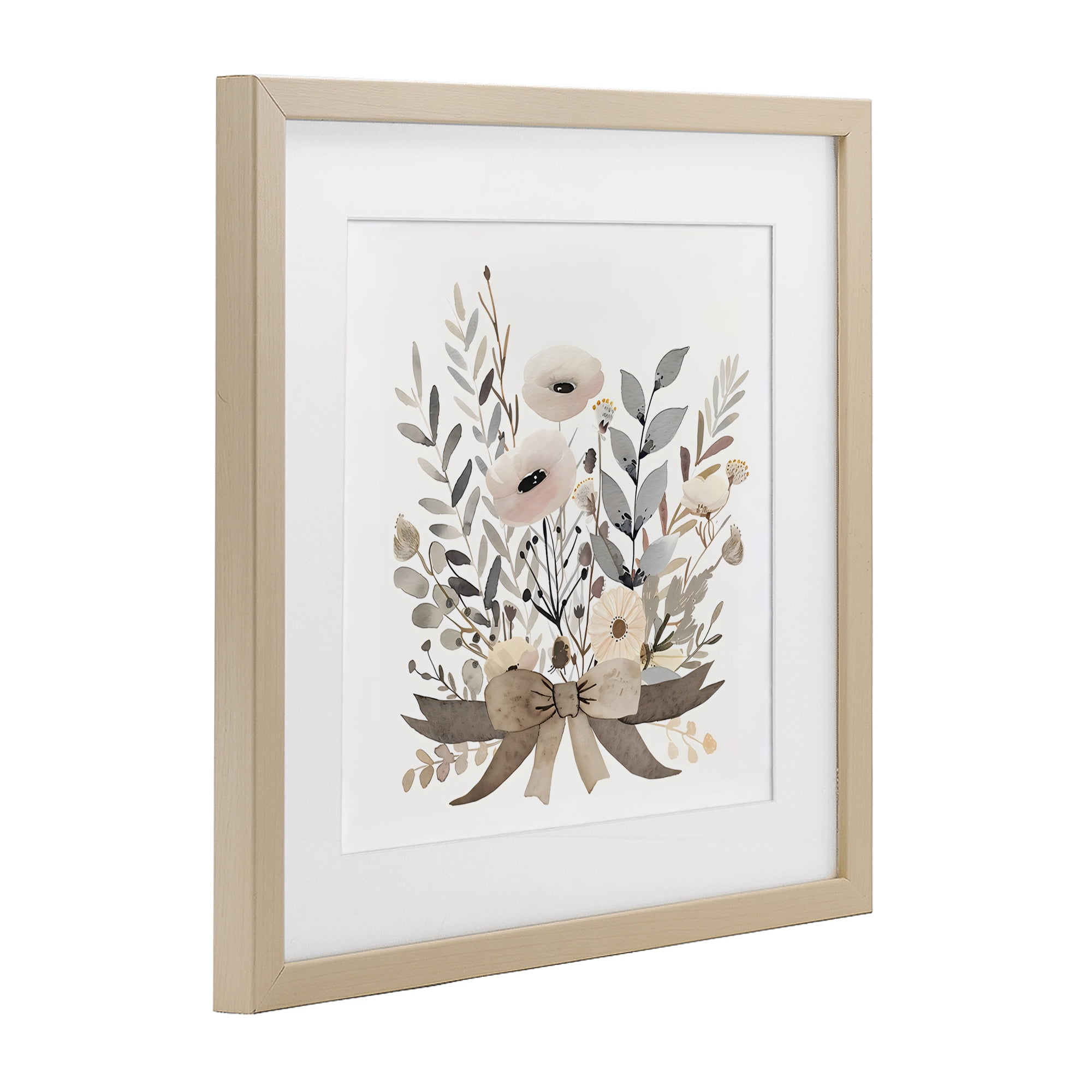 Stupell Industries Neutral Floral Bouquet Beige Birch Framed Print Under Glass, design by Creative Studio