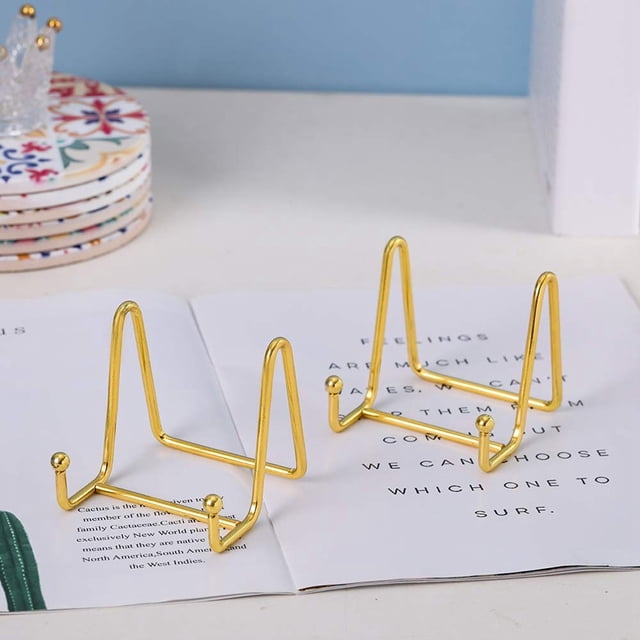 3 Pack Plate Stand for Display Gold Iron Easel Plate Holder Display Stand Metal Frame Holder for Photo Decor Plate Bowl