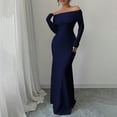 thumbnail image 6 of Aellinatey Women's Long Sleeve Off The Shoulder Bodycon Dress Elegant Maxi Dress Cocktail Prom Dresses, 6 of 7