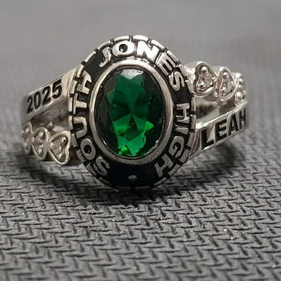 Jinaldiamond Customized Class Rings for Women CZ Oval Gemstone High School or College Graduation Rings -925 Sterling Silver