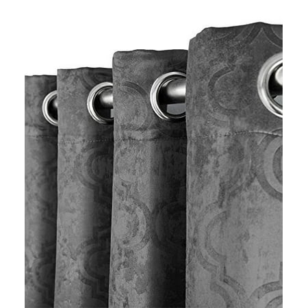 Energy Efficient Patio Doors Reviews HLC.ME Redmont Lattice Thermal Energy Efficient Room Darkening Blackout Grommet Extra Wide Patio Door Curtain Panel for Sliding Doors ()