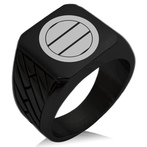 Stainless Steel Miura Samurai Crest Geometric Pattern Biker Style Polished Ring