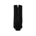 thumbnail image 5 of BLISSFUL STEP Women's Ankle Boots Faux Suede Low Chunky Heel Square Toe Back Zip Boots Black 7, 5 of 8