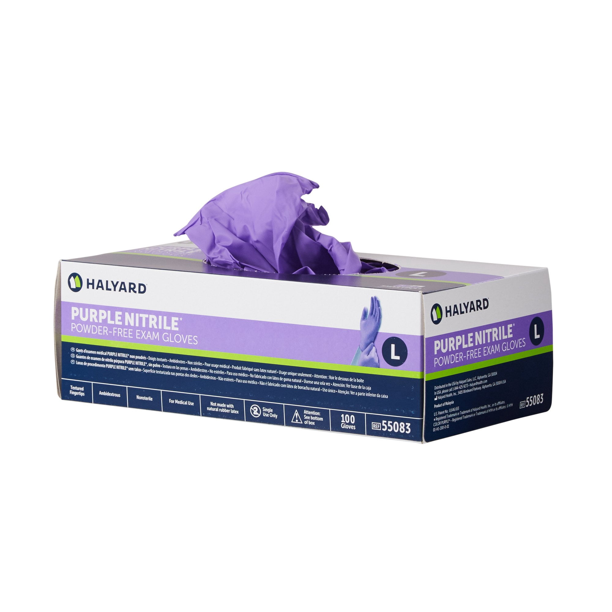 Purple Nitrile Exam Gloves 55083 Large, Case of 1000, Purple