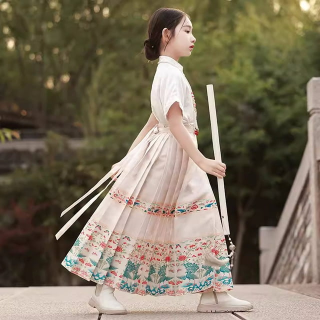 Jupe Visage de Cheval pour Filles Style Traditionnel Chinois Robe Hanfu Été Style Tang Jupe FJH
