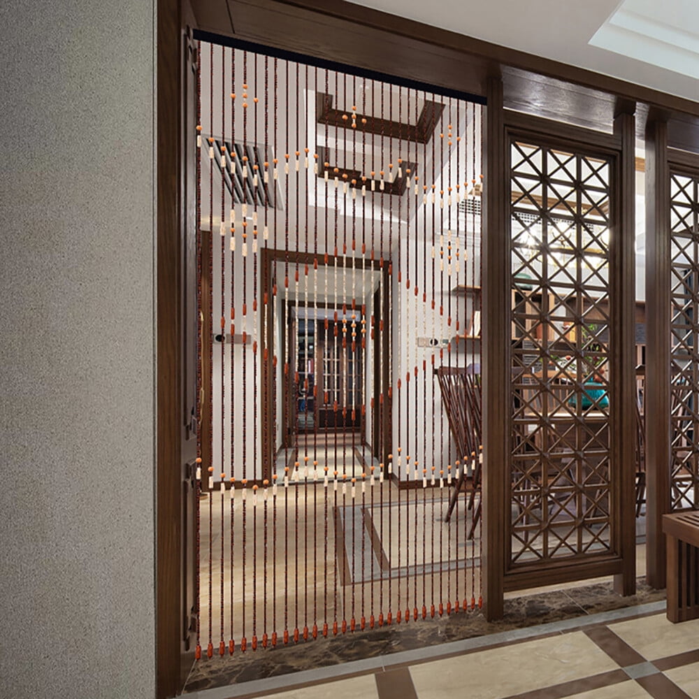 PEAKORA31 Line Bead Curtain, String Door Curtains Beaded Wooden Curtain Chocolate Brown For Home Doorways, Wardrobes