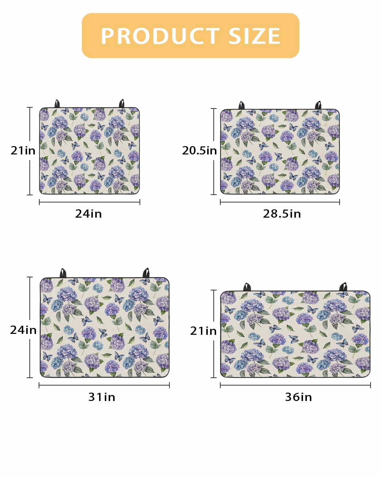 nqOlkjepod Large Induction Cooktop Protector Mat 24"x21", Purple Blue Hydrangea Stove Top Covers for Electric Stove, Pastoral Butterfly Botanical Stove Burner Cover Mats, Glass Top Stove Cover