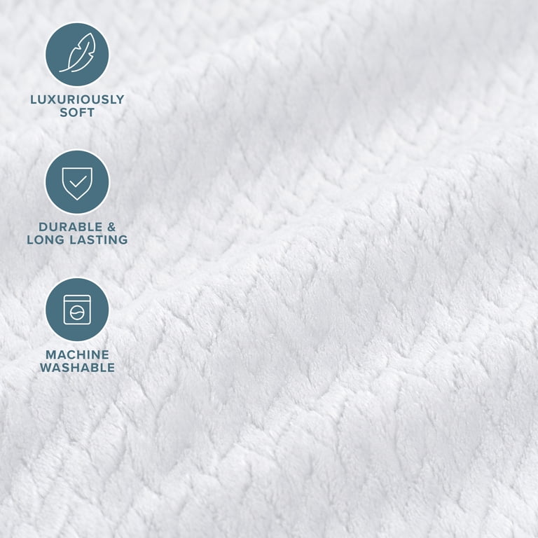 Bare Home Microplush Fleece Throw Blanket, White photo 3