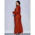 thumbnail image 2 of Brown Sparkly Mermaid Hem Bodycon Maxi Dress For Evening Party Dating, 2 of 7