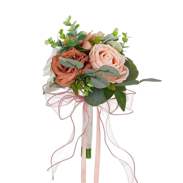 Ramo de novia con rosas de eucalipto simuladas, ramo de , ramo creativo y elegante para novia para graduación, día de la madre